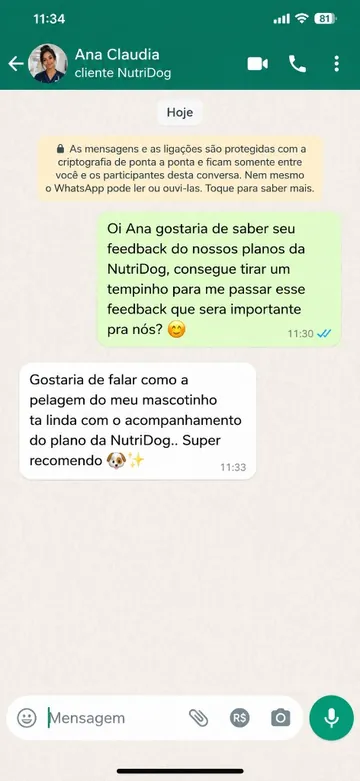 Depoimento de Ana Claudia no WhatsApp